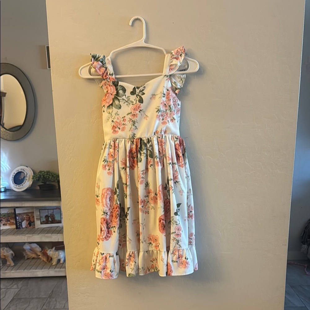 Floral Ruffle Sleeve Kids Dress